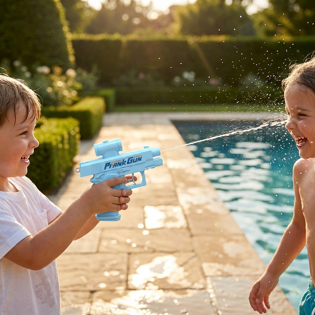 Brinquedo Infantil de Pistola de Água para Pegadinhas Lançador de Jatos Duplo