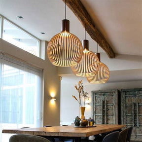 Luminária Pendente de Madeira Feita à Mão | Design Escandinavo Natural