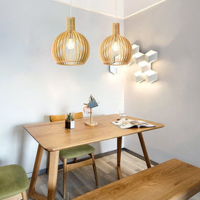 Luminária Pendente de Madeira Feita à Mão | Design Escandinavo Natural