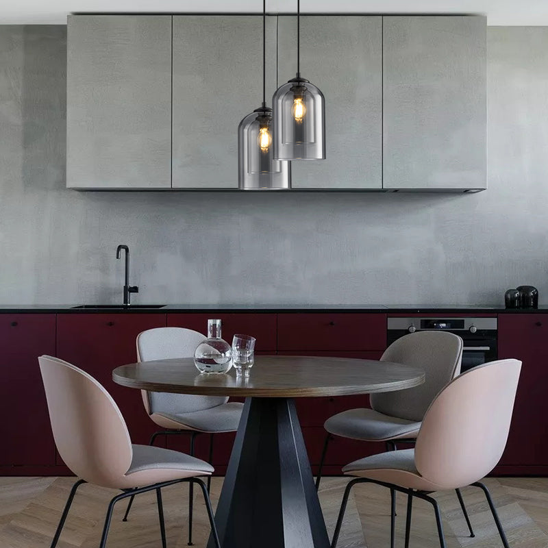 Luminária Pendente Mica Mid-Century | Cúpula de Vidro Duplo