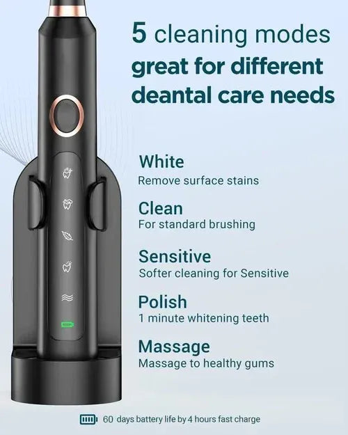 Escova de Dentes Elétrica Ultrassônica Recarregável