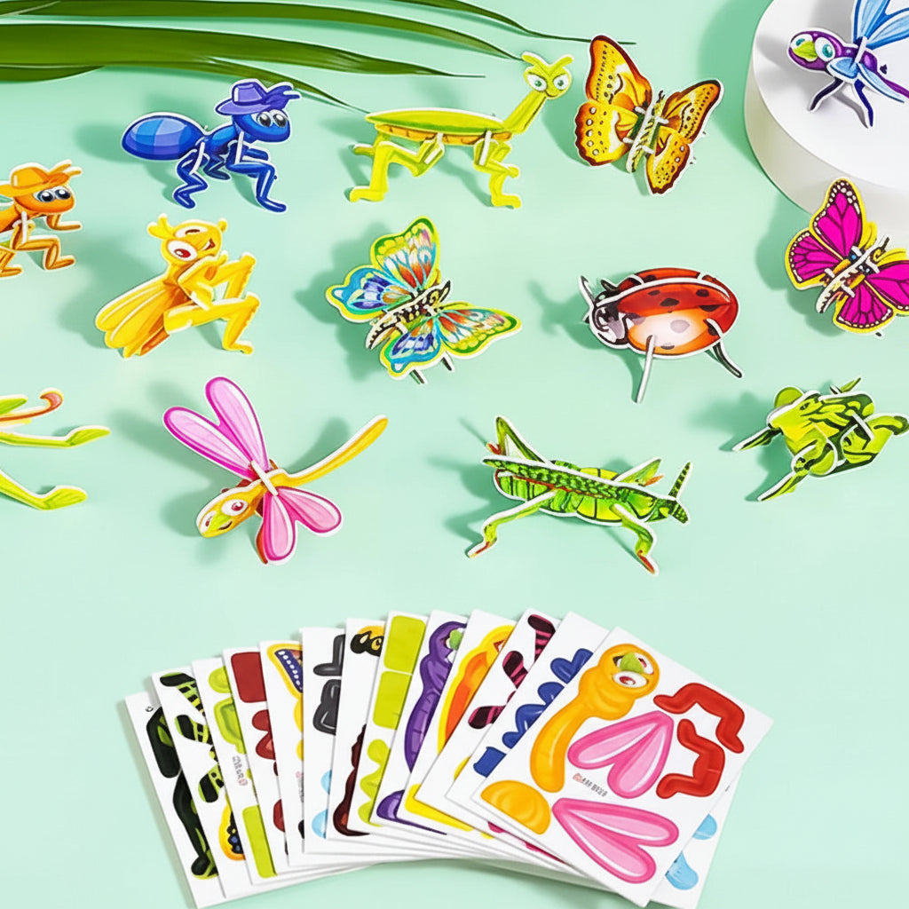 Conjunto de Quebra-Cabeça 3D Infantil de Desenho Animado Brinquedo Educativo de Animais
