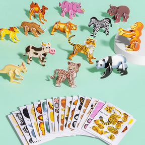 Conjunto de Quebra-Cabeça 3D Infantil de Desenho Animado Brinquedo Educativo de Animais