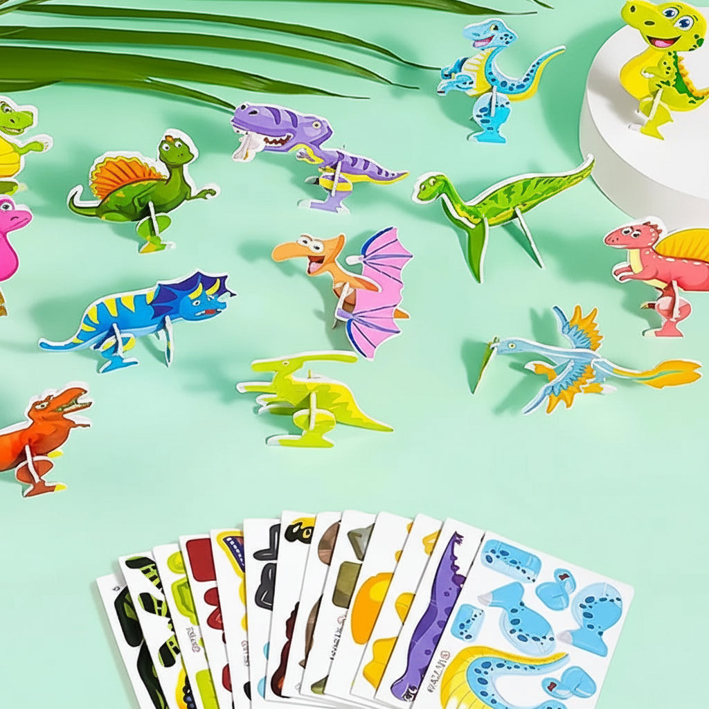 Conjunto de Quebra-Cabeça 3D Infantil de Desenho Animado Brinquedo Educativo de Animais