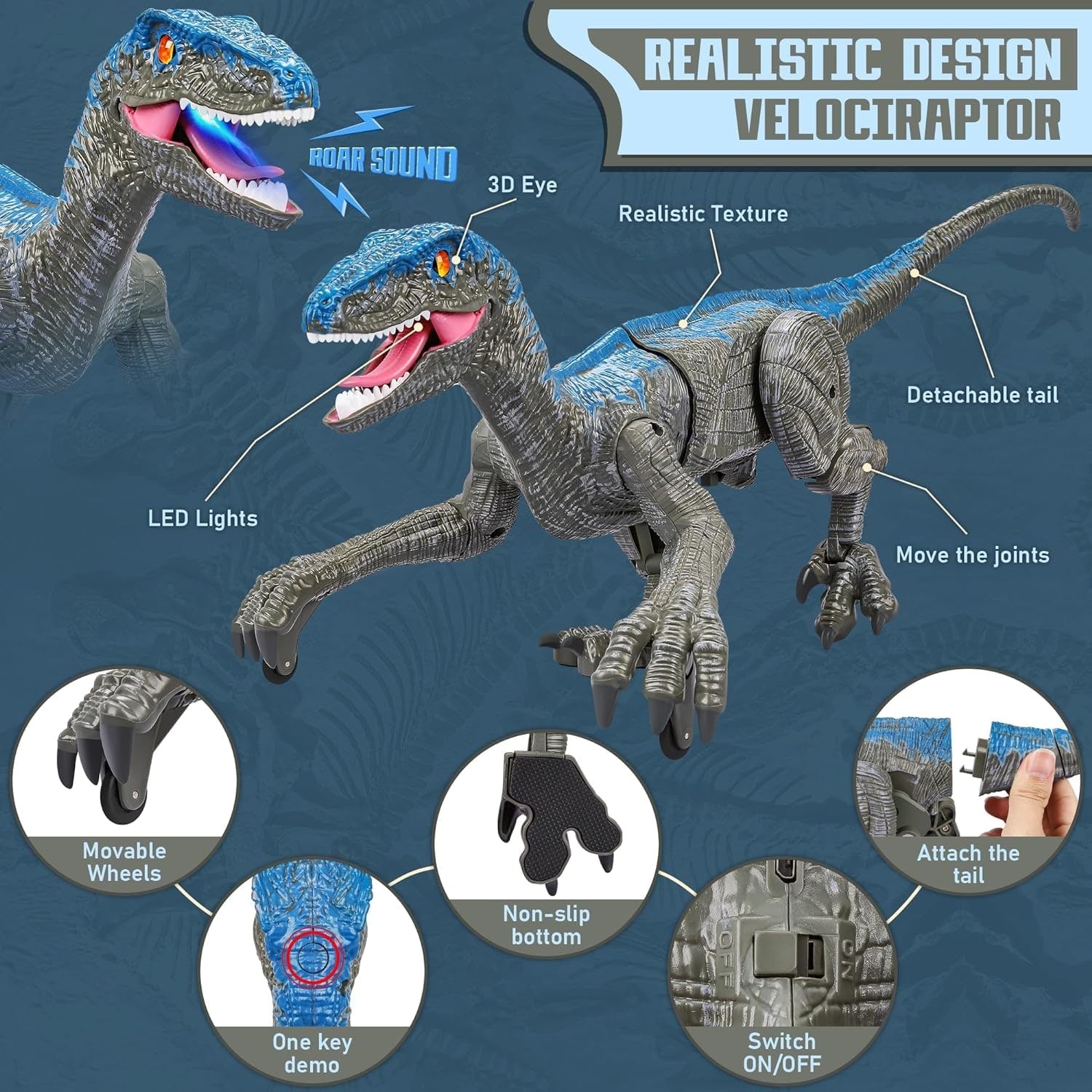 Dinossauro de Controle Remoto com Som Realista