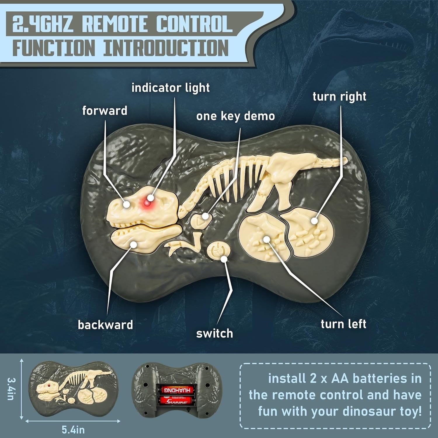 Dinossauro de Controle Remoto com Som Realista
