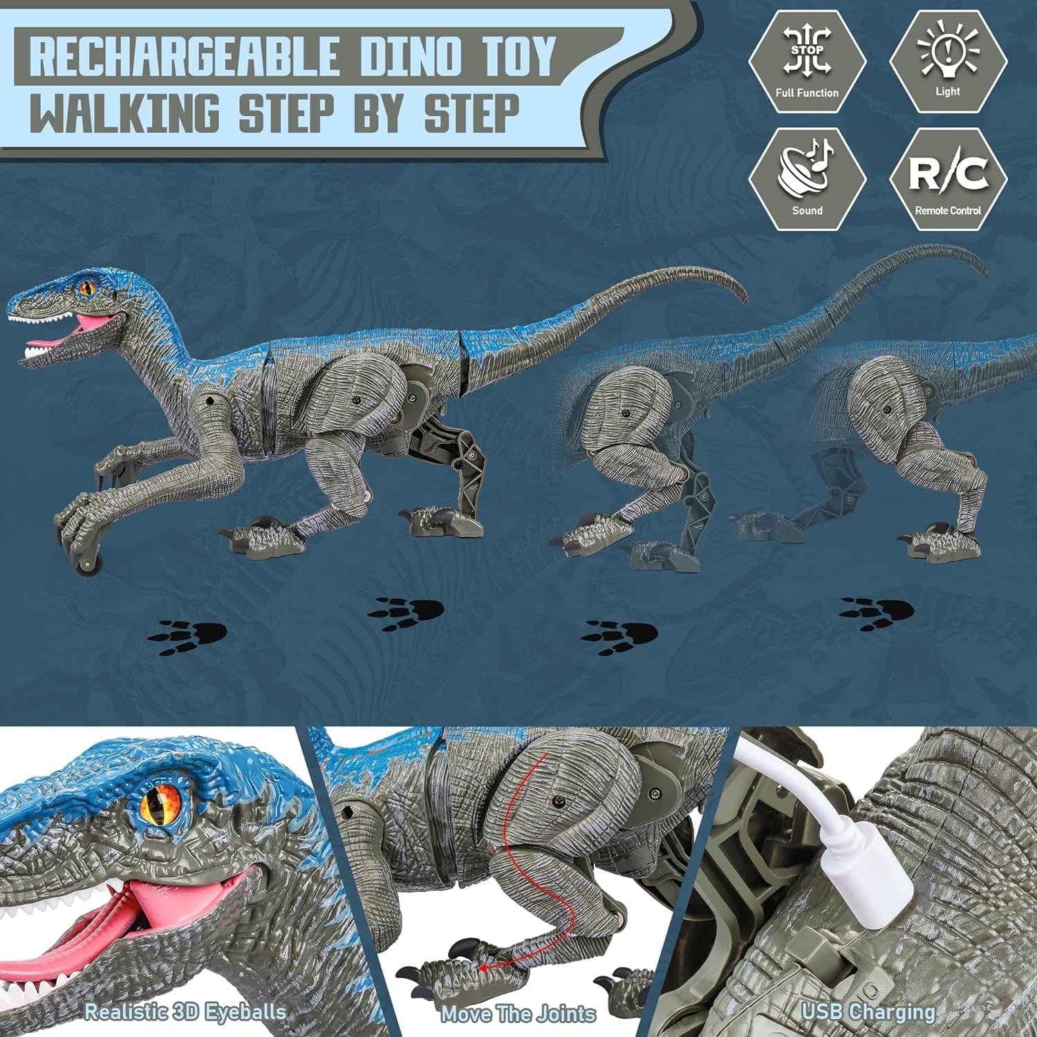 Dinossauro de Controle Remoto com Som Realista