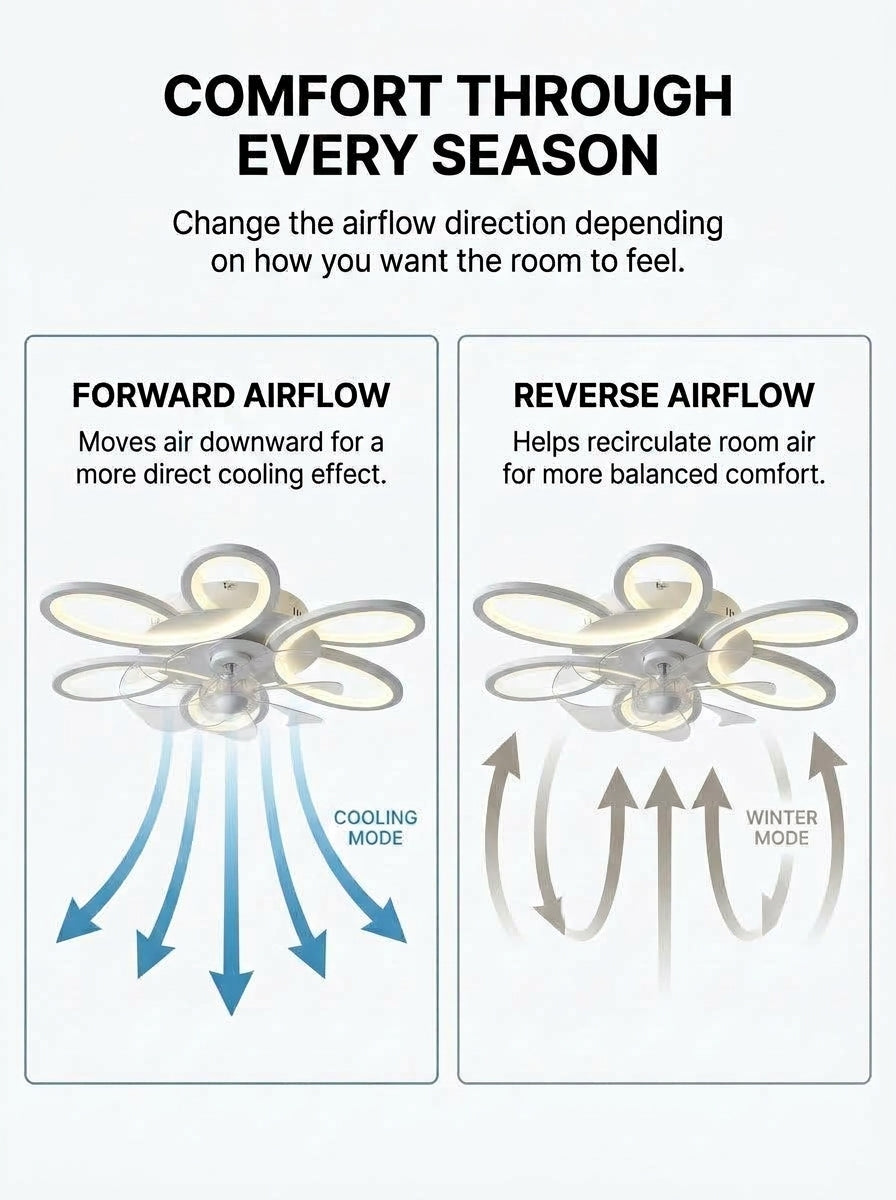 Butterfly loop modern fandelier ceiling fan with LED light