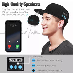 Boné com Alto-falante Bluetooth – Sem fio, à prova d'água e estiloso