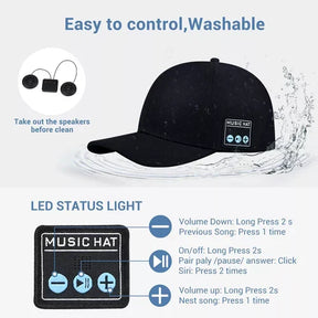 Boné com Alto-falante Bluetooth – Sem fio, à prova d'água e estiloso