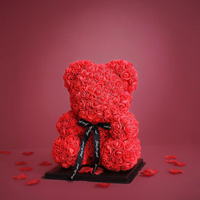 Urso de Pelúcia com Rosa do Amor Eterno Presente de Dia dos Namorados 25cm