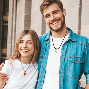 Conjunto de Presente de Colar e Pulseira de Coração Magnético para Casais Dia dos Namorados