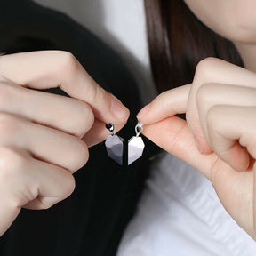Conjunto de Presente de Colar e Pulseira de Coração Magnético para Casais Dia dos Namorados