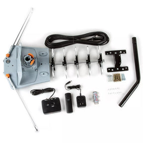 Antena de TV Digital HD de Longo Alcance com Motor Direcional 360 Graus e Mastro de Fixação