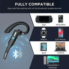 Fone de Ouvido/Headset Bluetooth 5.1 Sem Fio com Microfone Duplo e Cancelamento de Ruído para Caminhoneiros