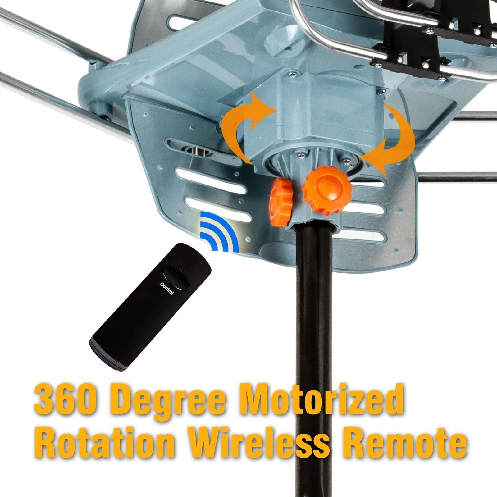 Antena de TV Digital HD de Longo Alcance com Motor Direcional 360 Graus e Mastro de Fixação