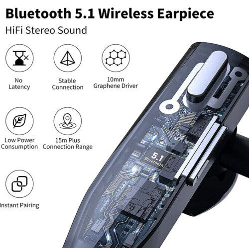 Fone de Ouvido/Headset Bluetooth 5.1 Sem Fio com Microfone Duplo e Cancelamento de Ruído para Caminhoneiros