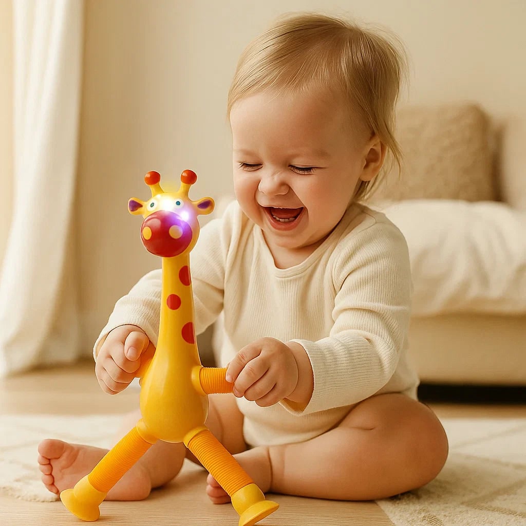 Brinquedo Sensorial Educativo Interativo Girafa para Crianças Pequenas