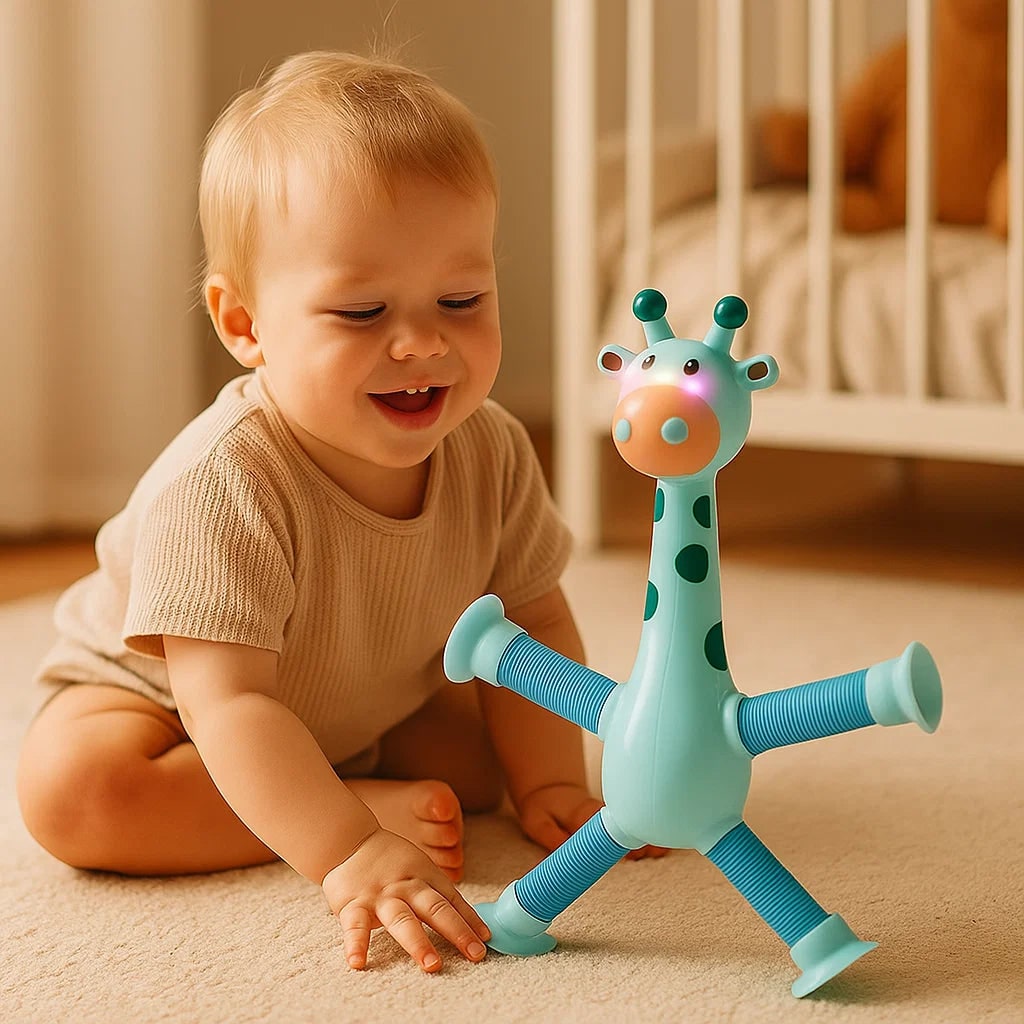Brinquedo Sensorial Educativo Interativo Girafa para Crianças Pequenas