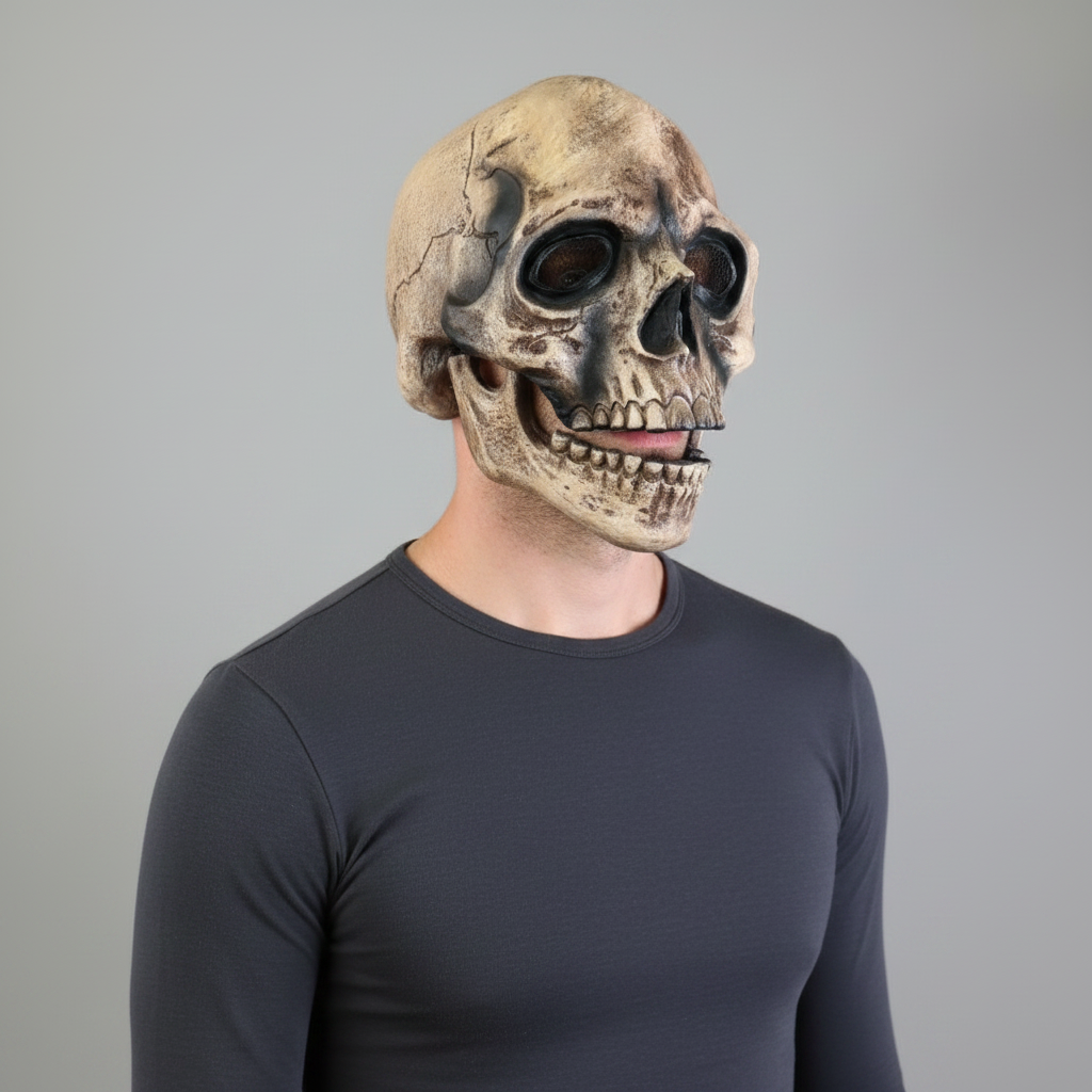 Máscara de Caveira para Fantasia de Halloween com Mandíbula Móvel Acessório de Cosplay
