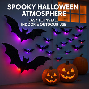 104-Piece Lighted Bat, Spider and Ghost Wall Decor Set