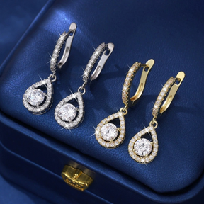Brincos Pendentes Argolas Gota Zircônia Presente de Dia das Mães