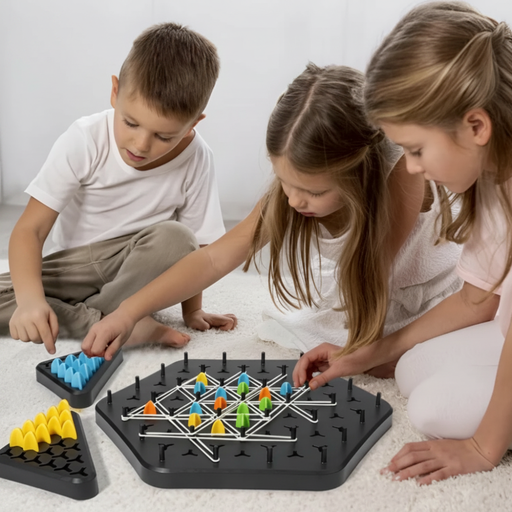 Jogo de Tabuleiro de Estratégia Familiar Indoor Xadrez Triangular Dobrável