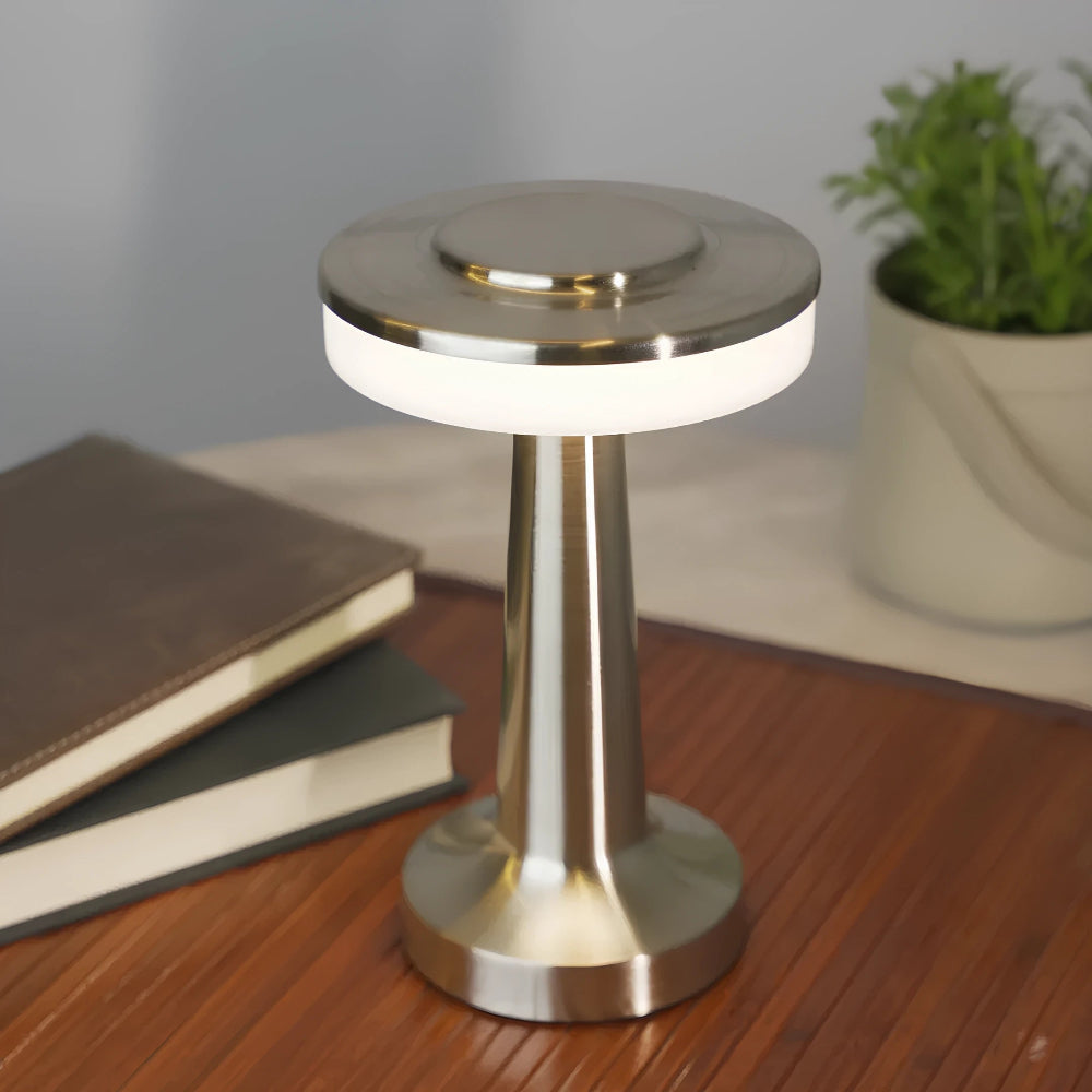 Luminária de Mesa Sem Fio em Metal LED Recarregável com Intensidade Regulável