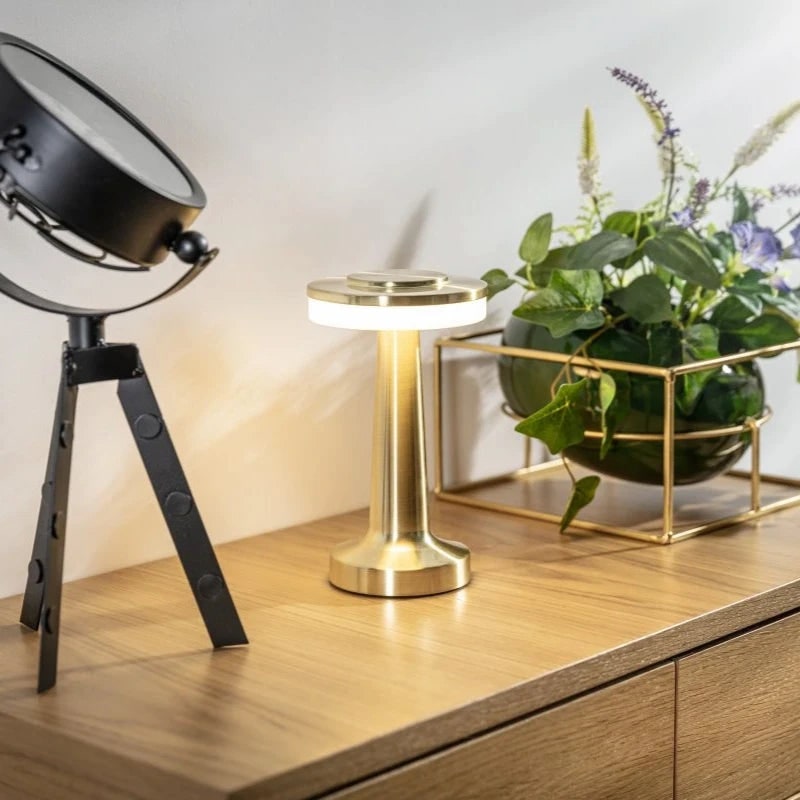 Luminária de Mesa Sem Fio em Metal LED Recarregável com Intensidade Regulável