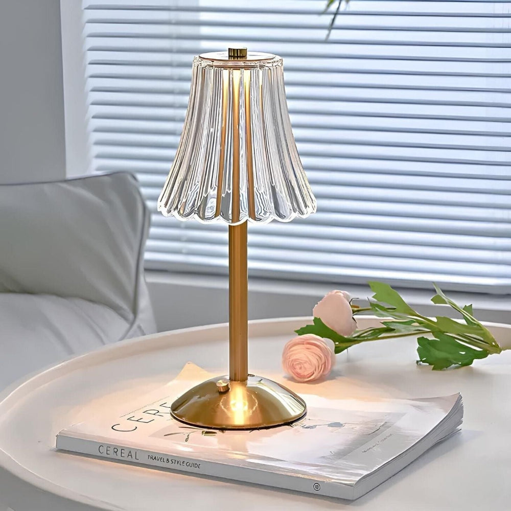 Luminária de Mesa de Cristal Sem Fio Recarregável com LED Regulável
