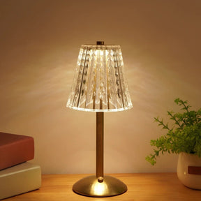 Luminária de Mesa de Cristal Sem Fio Recarregável com LED Regulável