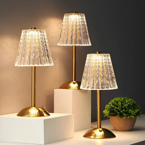 Luminária de Mesa de Cristal Sem Fio Recarregável com LED Regulável