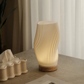 Luminária de Mesa Moderna Wave USB Dimmable Base de Madeira LED