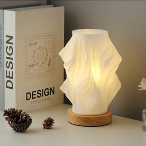 Luminária de Mesa Moderna Wave USB Dimmable Base de Madeira LED