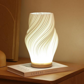 Luminária de Mesa Moderna Wave USB Dimmable Base de Madeira LED