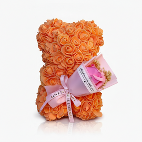 Decoração de Mesa Urso de Rosas Flor Artificial Presente de Dia dos Namorados