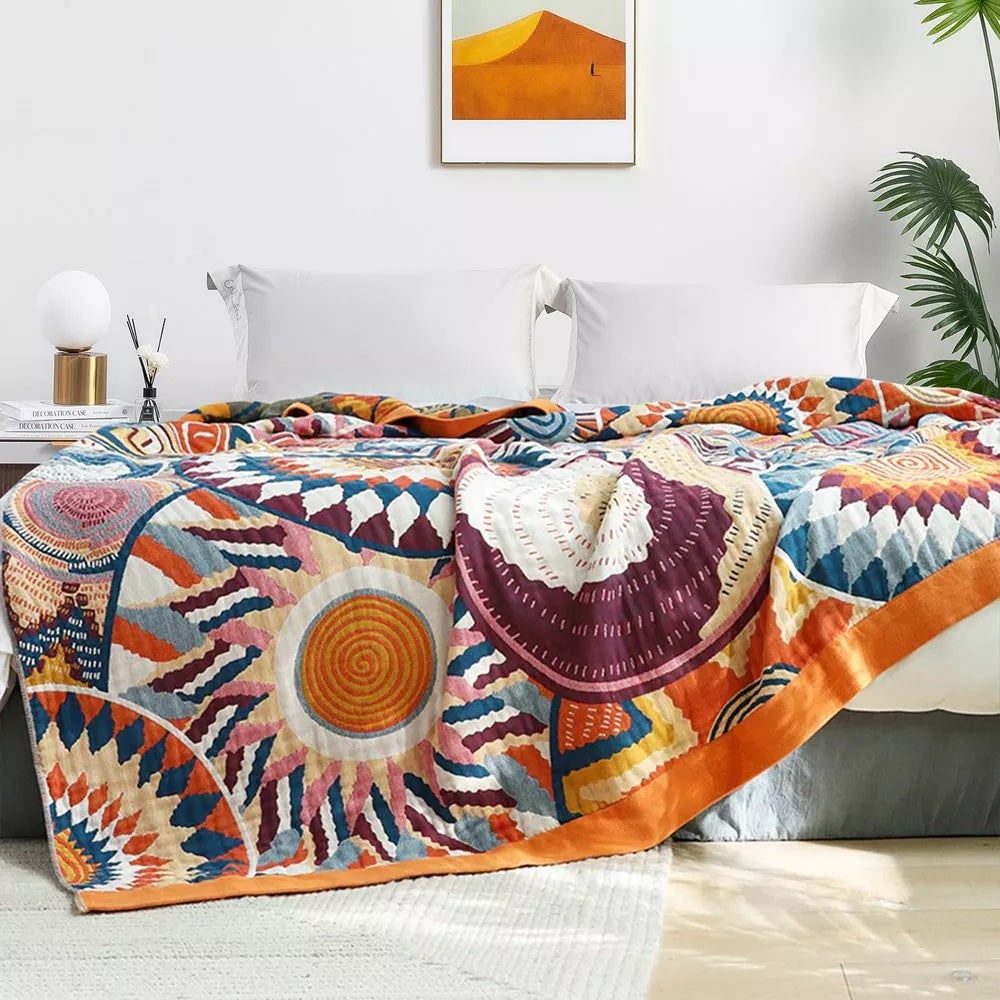Manta de Algodão Fofinha Decorativa para Cama Todas as Estações
