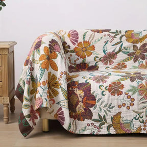 Manta Reversível de Algodão com Estampa Floral