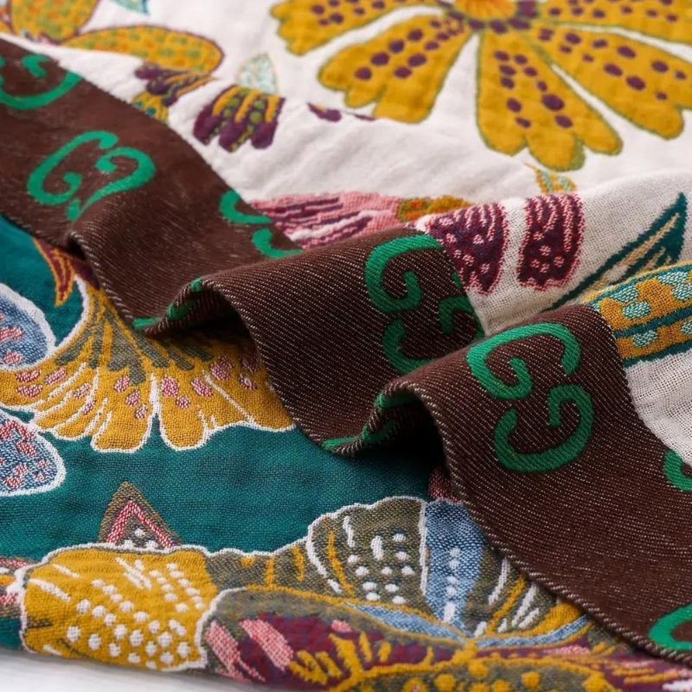 Manta Reversível de Algodão com Estampa Floral