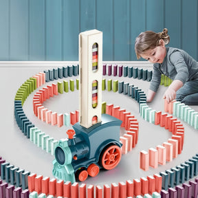Brinquedo de Trem Domino Kids Conjunto de Construção Automática com Som e Luz
