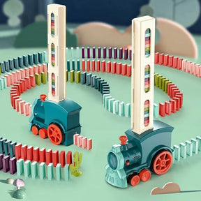 Brinquedo de Trem Domino Kids Conjunto de Construção Automática com Som e Luz