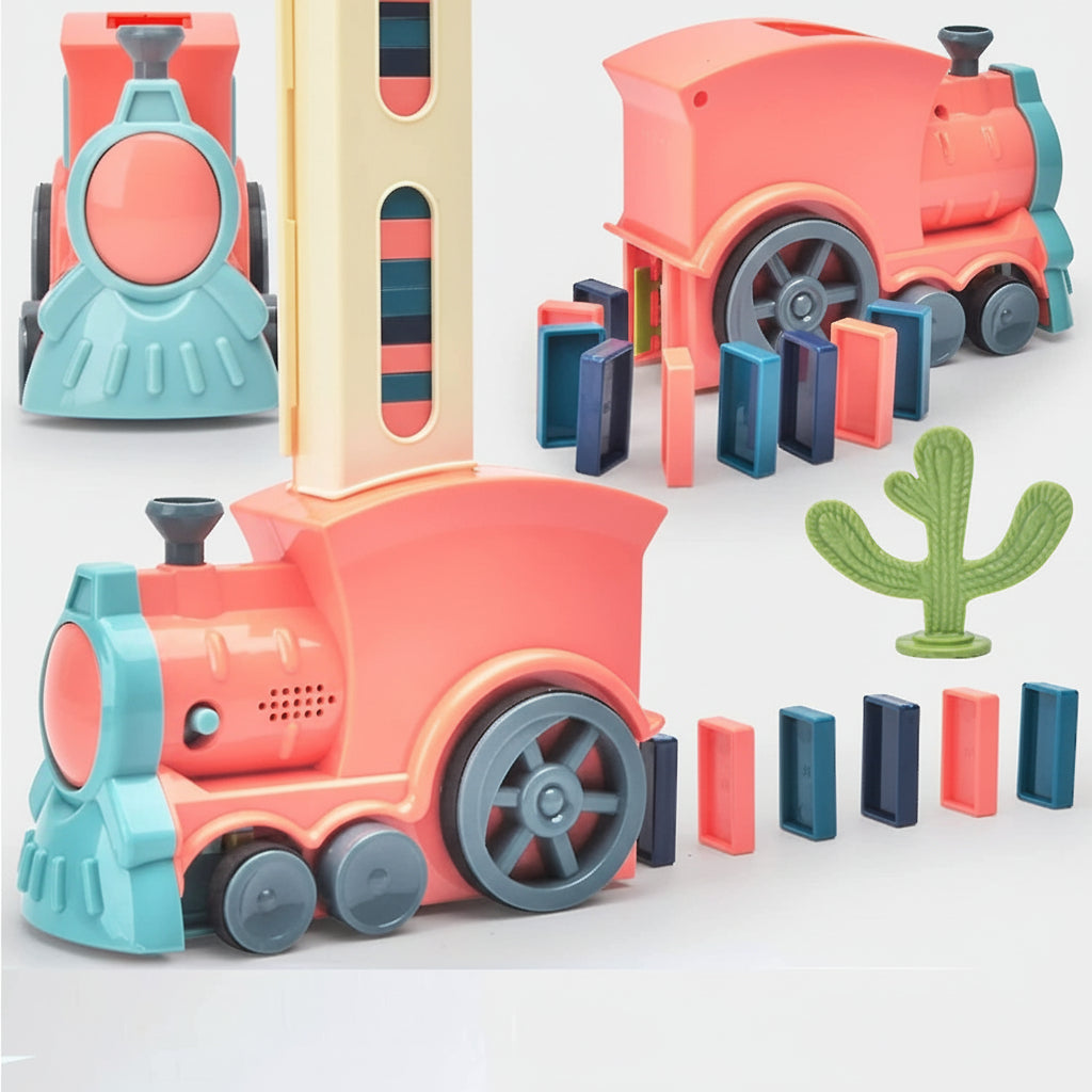 Brinquedo de Trem Domino Kids Conjunto de Construção Automática com Som e Luz