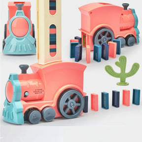 Brinquedo de Trem Domino Kids Conjunto de Construção Automática com Som e Luz