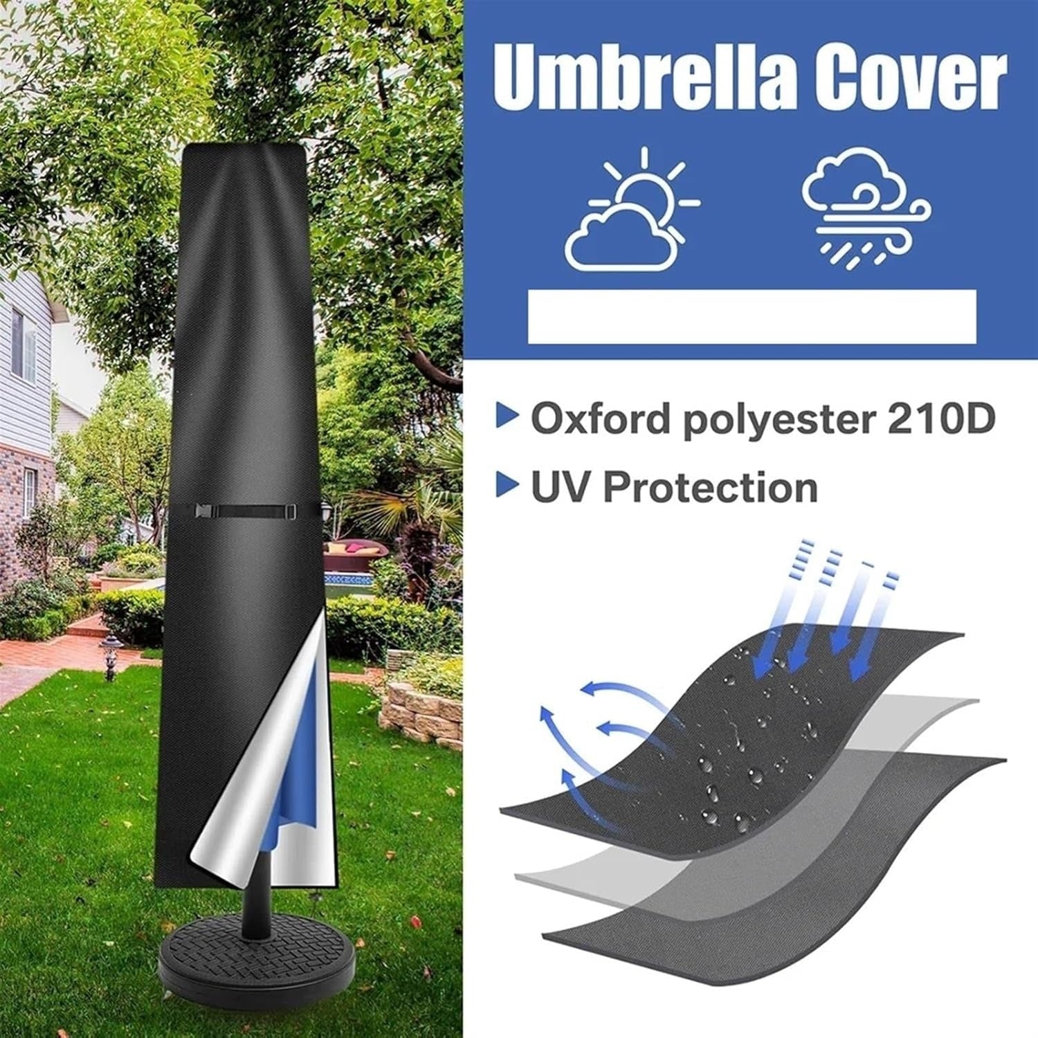 Capa para Guarda-sol Acessório de Jardim com Design Resistente às Intempéries