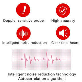 Monitor de Frequência Cardíaca Fetal Doppler para Gestantes Detector de Som de Batimentos Cardíacos do Bebê