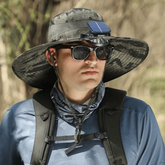 Chapéu de Proteção UV com Ventilador Solar e Aba Larga para Pesca