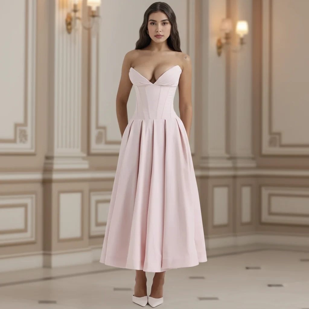 Vestido Midi Casual de Verão com Decote V Profundo e Caimento Fluido
