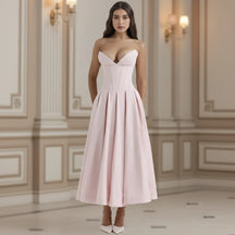 Vestido Midi Casual de Verão com Decote V Profundo e Caimento Fluido