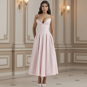 Vestido Midi Casual de Verão com Decote V Profundo e Caimento Fluido