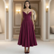 Vestido Midi Casual de Verão com Decote V Profundo e Caimento Fluido